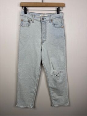Levi's Ribcage Straight Ankle Jeans Light Wash High Rise Button Fly Denim 26